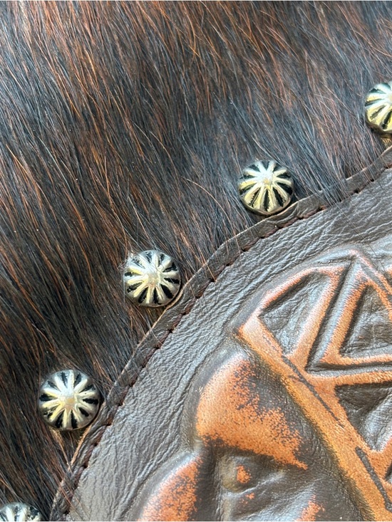 Raviani Studded Native American Fringe Crossbody Bag In Hair-On Cowhide EUC - Picture 12 of 17